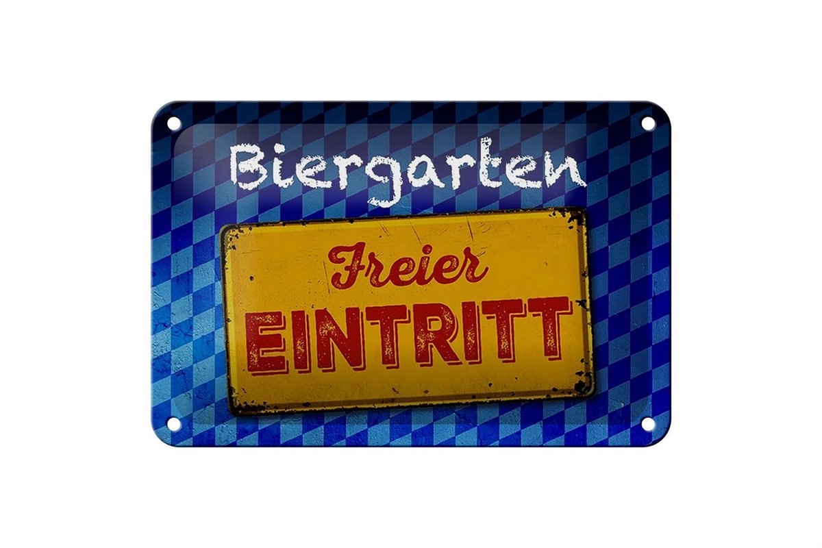 Blechschild Bayern 18x12cm Biergarten freier Eintritt