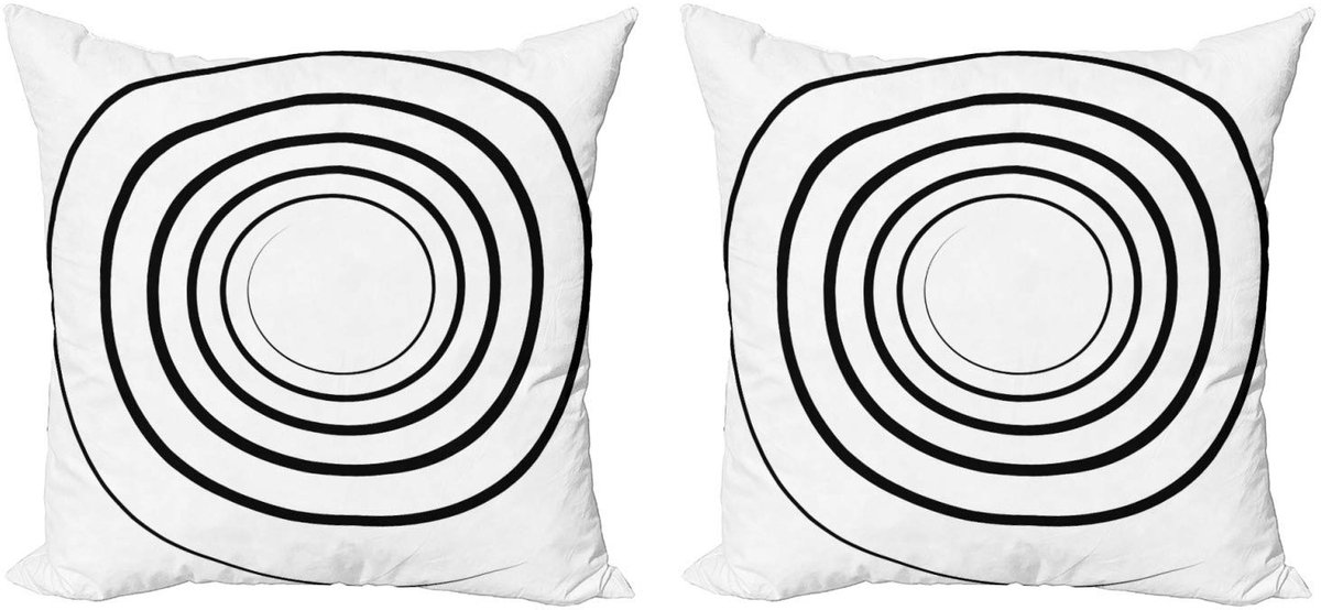 ABAKUHAUS Kussenhoes Set – Spiralvorm Monochroom – 2x40x40 cm – Zwart-Wit