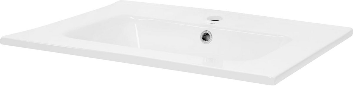 Wastafel Keramiek Vierkant Wit - Met Overloop en Kraangat - 61x46 cm