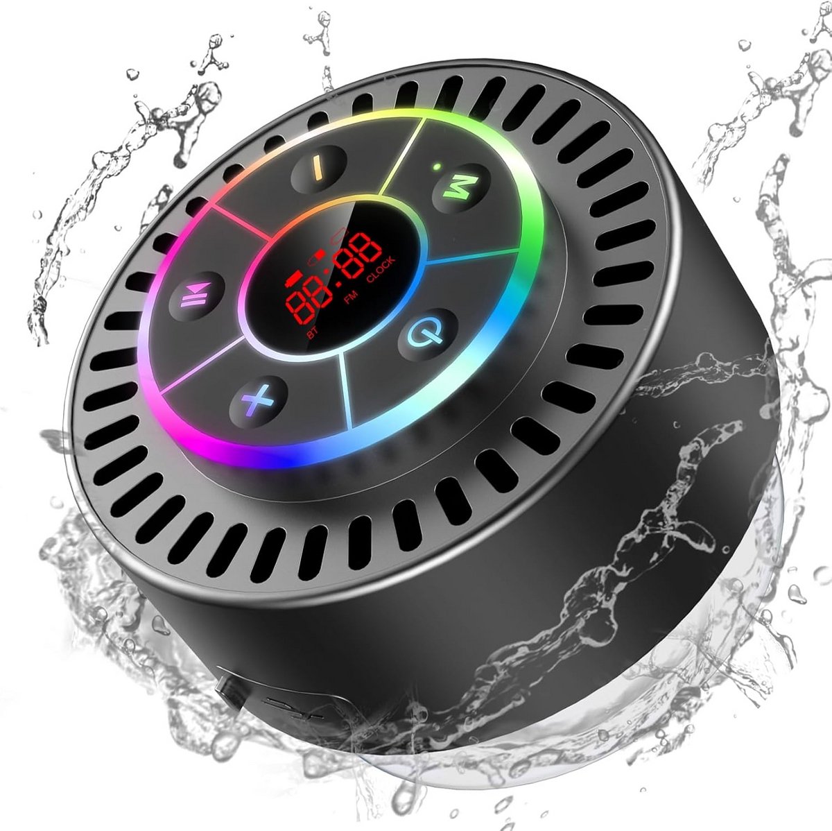 Draagbare Waterdichte BT Speaker met FM Radio en LED Display