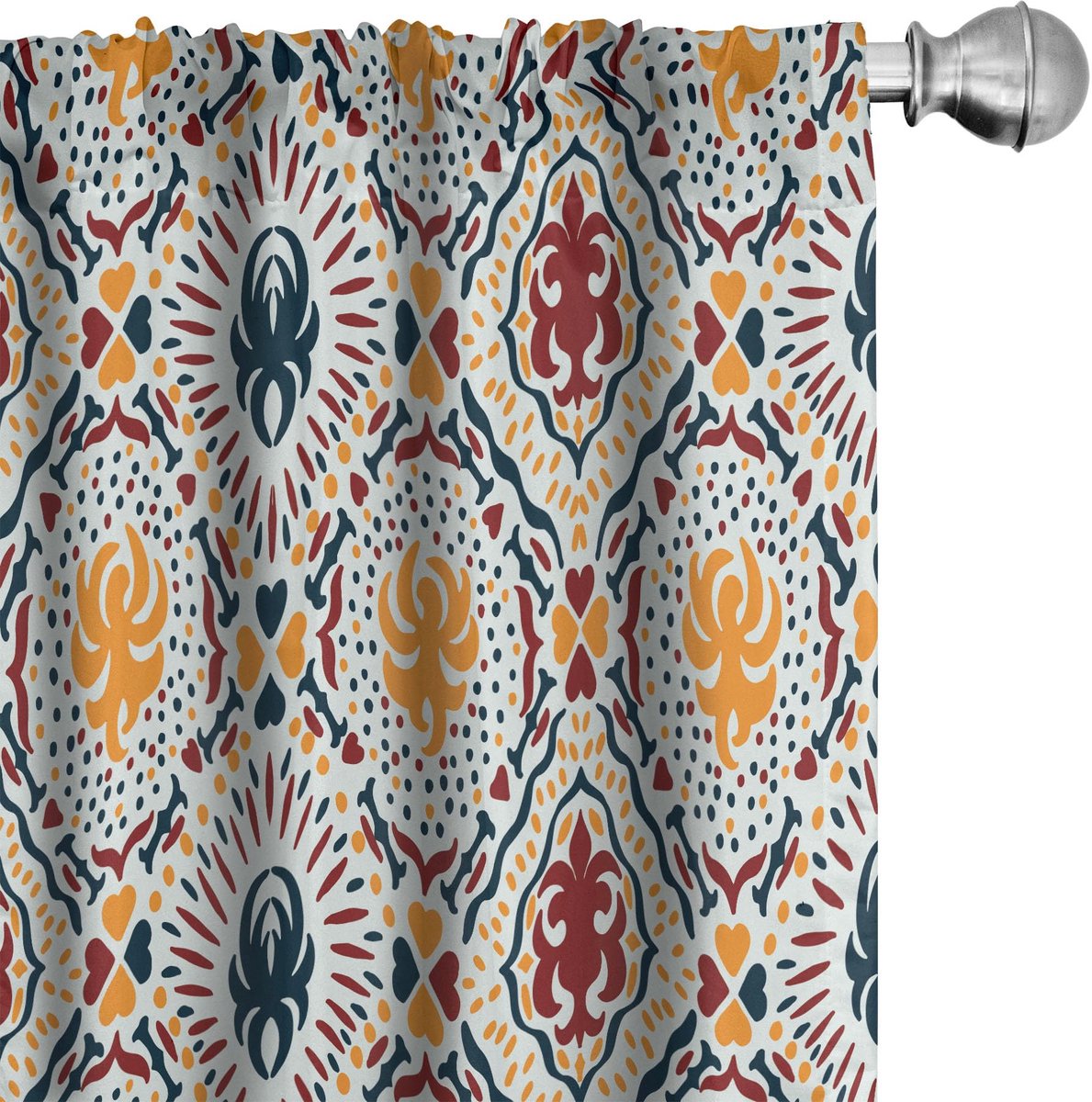 ABAKUHAUS Boho Gordijnen – Chevronpatroon – 2x75x245 cm – Oranje Burgund
