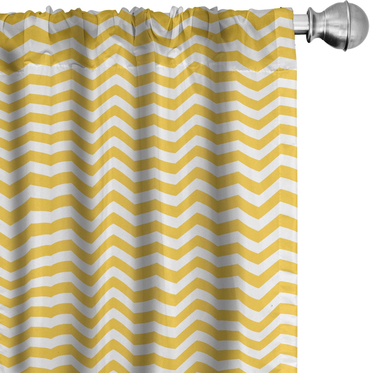 ABAKUHAUS Gele Chevron Gordijnset – 2x75x225 cm – Microfaser Geel en Wit