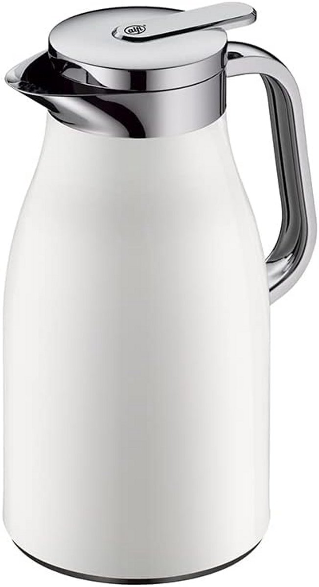 Thermoskan RVS Wit 1 Liter met Glazen Inzetstuk - Houdt Warmte Lang Vast