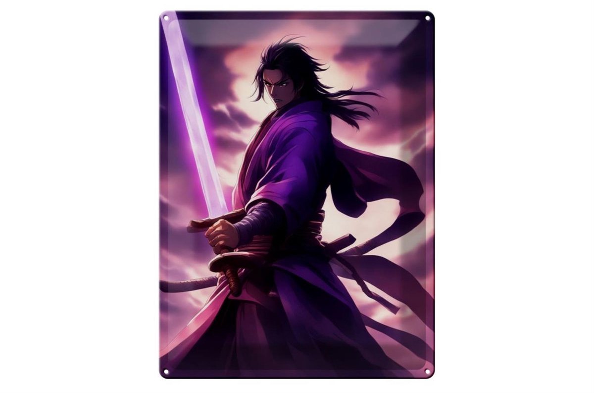 Blechschild 12x18cm Magieschwert Samurai