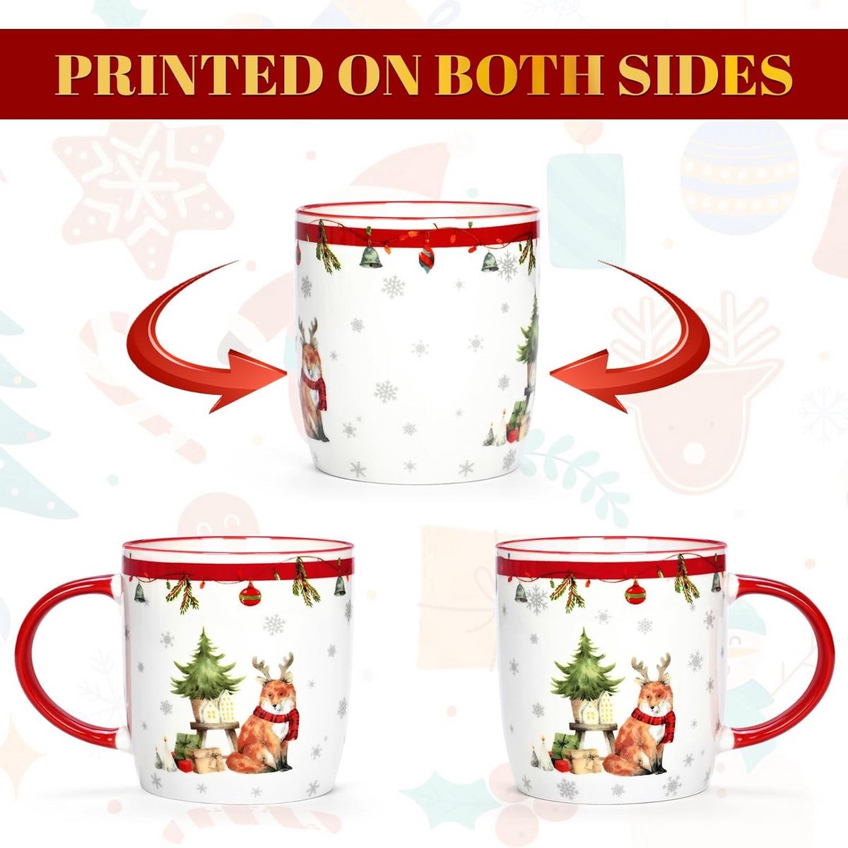 Kerstbeker Set 4-delig | 310ml | Voor Warme Chocolademelk & Glühwein | Feestelijk Design — cadeau in Kookcadeaus - foto 2