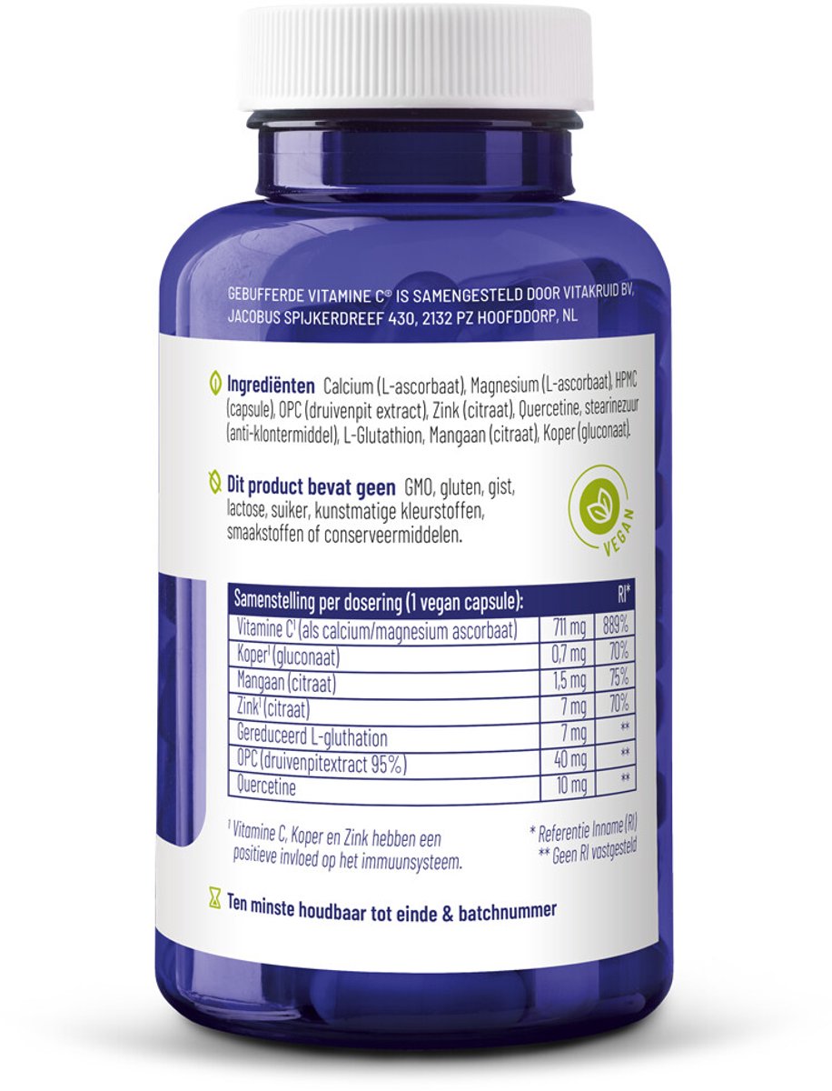 Vitakruid Gebufferde Vitamine C - 2 x 90 vegacapsules - Voordeelverpakking