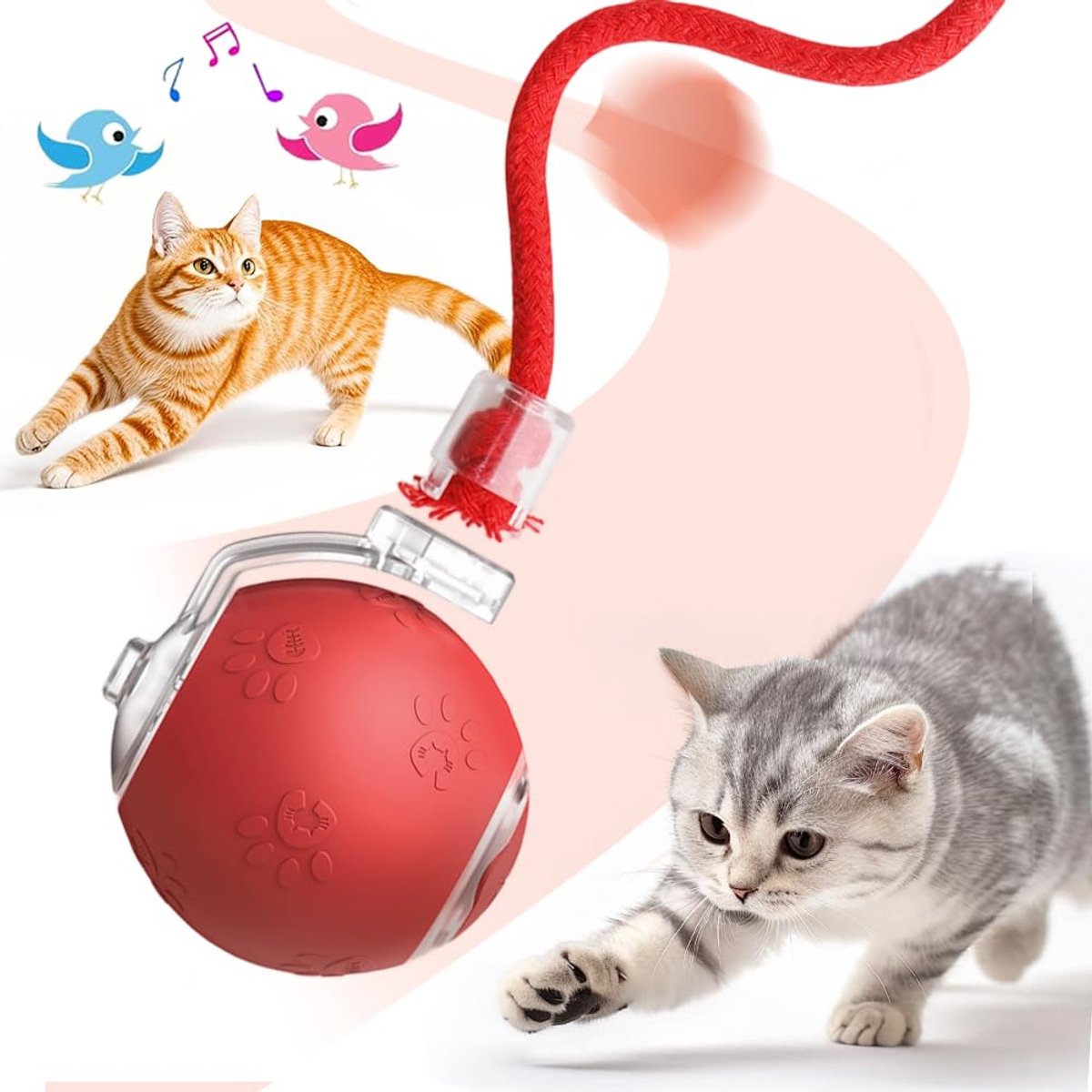 IMPERATORIS® Elektrisch Kattenbalspeelgoed – Interactief Kattenspeeltje / Automatisch Rollend Slim Speelgoed voor Katten – Oplaadbaar – Voor Interactief Spelen Binnenshuis – Geschikt voor Tapijt – 1 stuks
