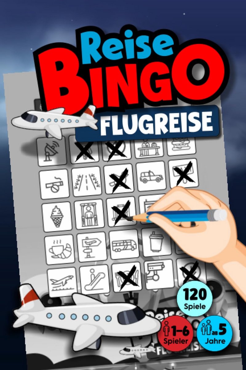 Reisospel Bingo voor Kinderen vanaf 5 Jaar: Vliegveld en Onderweg Activiteitenboek
