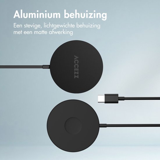 Chargeur MagSafe sans fil Accezz - Chargeur rapide 15 Watt - Comprend un câble USB C vers Magsafe - Chargeur Fast sans fil adapté pour iPhone 12/13/14/15/16 - Chargement sans fil - Zwart / Zwart