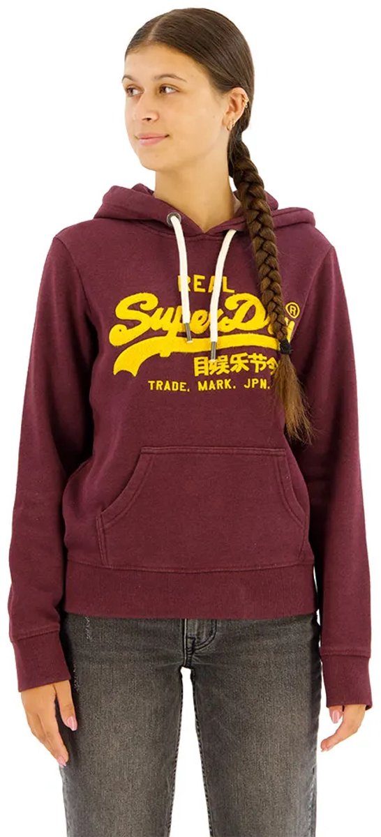 Superdry Chenille Vl Graphic Hoodie L Vrouw Track Burgundy Marl