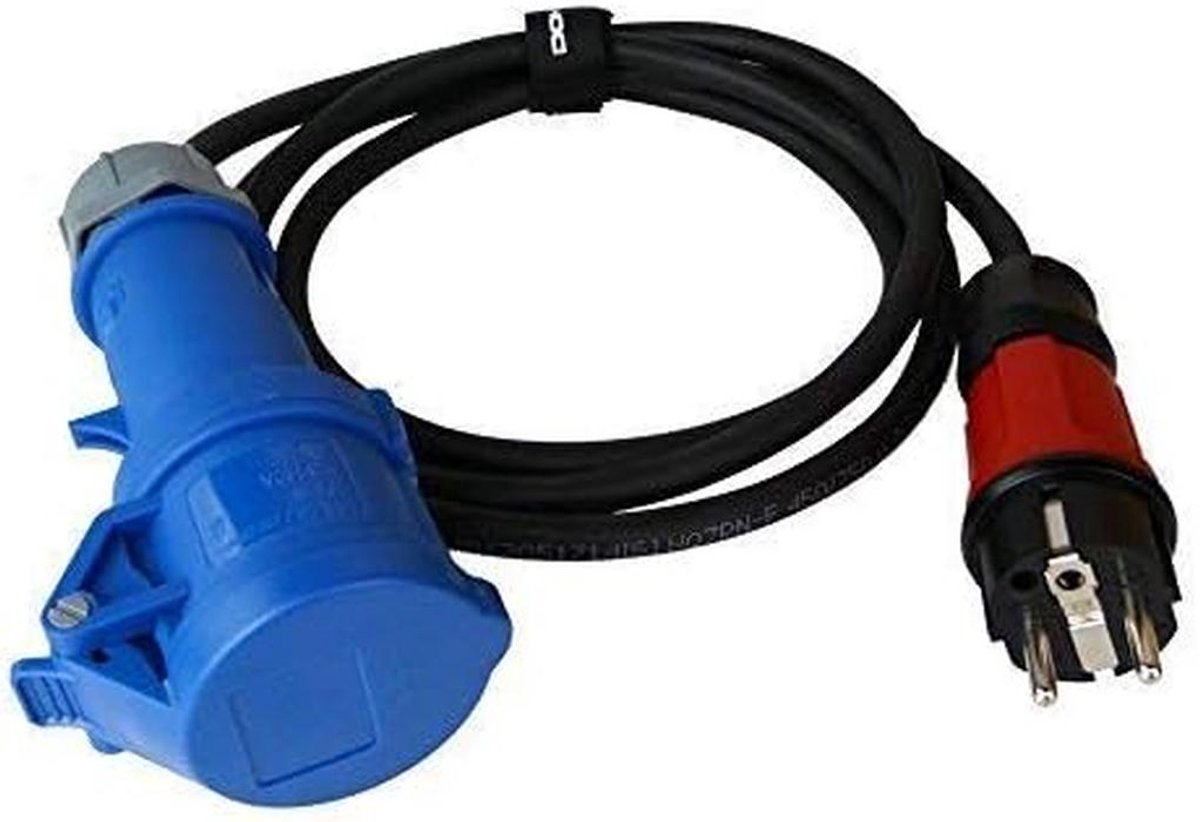 CEE Adapter Kabel 16A 2 Meter 230V voor Caravan, Camper en Camping - Stekker en Koppeling
