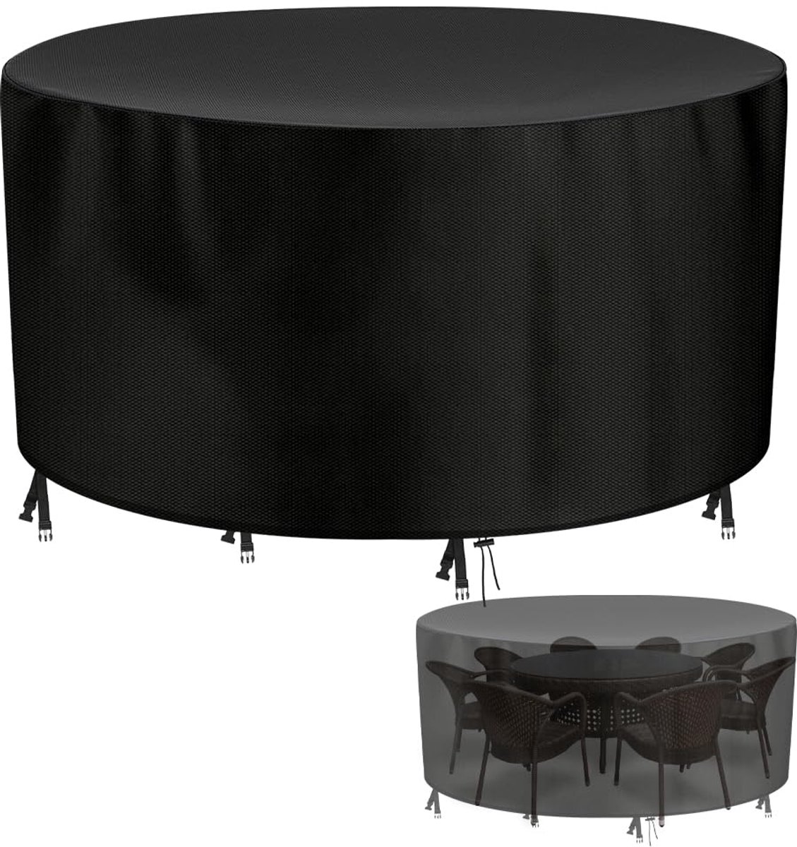 IMPERATORIS® Tuinmeubelhoes - Beschermhoes voor Tuinset - Waterdicht en UV-bestendig - Afdekzeil voor Tuintafel, rechthoekig - Zwart - 210D