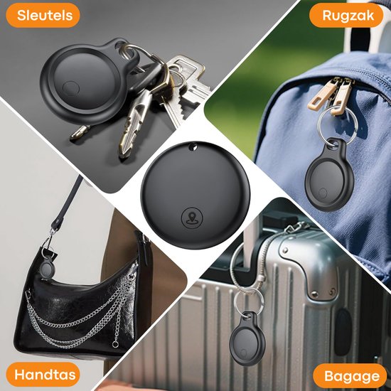 Buzzy Mini GPS Tracker voor IOS - Werkt met Apple ‘Zoek Mijn’ App - Zonder Abonnement - Bluetooth Tracker voor Sleutels, Koffer, Hond & Auto - Zwart - 1 Stuk