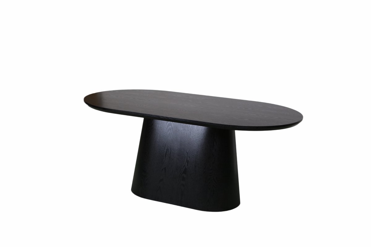 Eettafel Japandi ovaal Saga 180cm zwart MDF ovale eetkamertafel