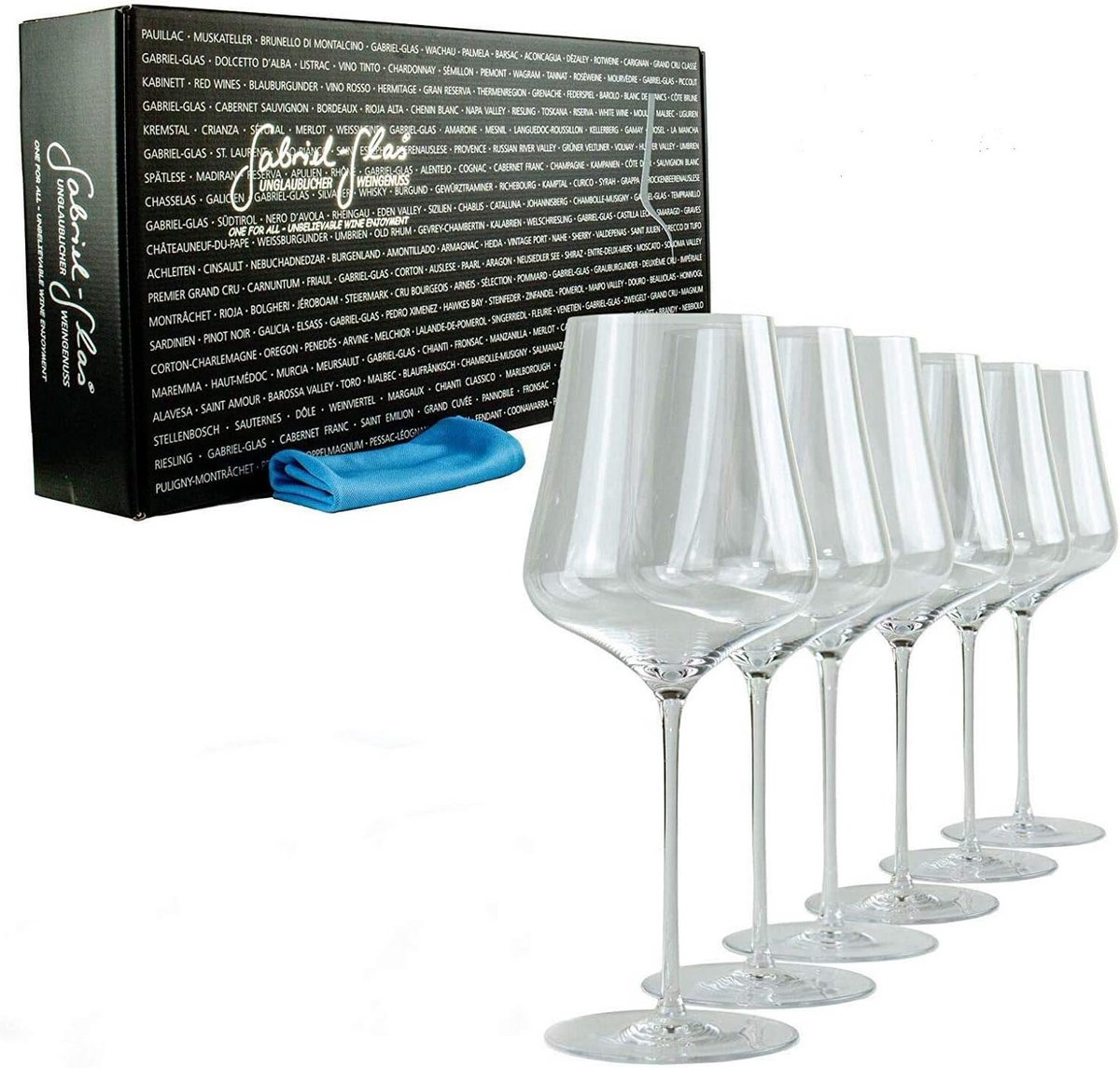 Luxe Set van 6 Mondgeblazen Kristalwijnglazen in Geschenkdoos