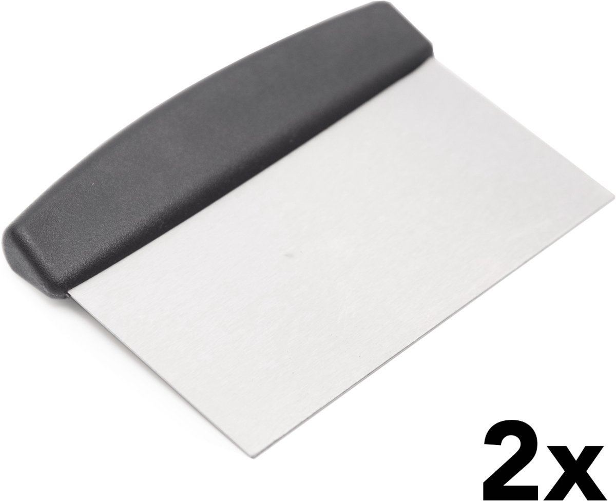 HCB® - Professionele RVS / INOX Deegschraper - 2 stuks - 15,5 cm - Deegsteker - Deeg mes - Schraper - Deegsnijder - 3491-2