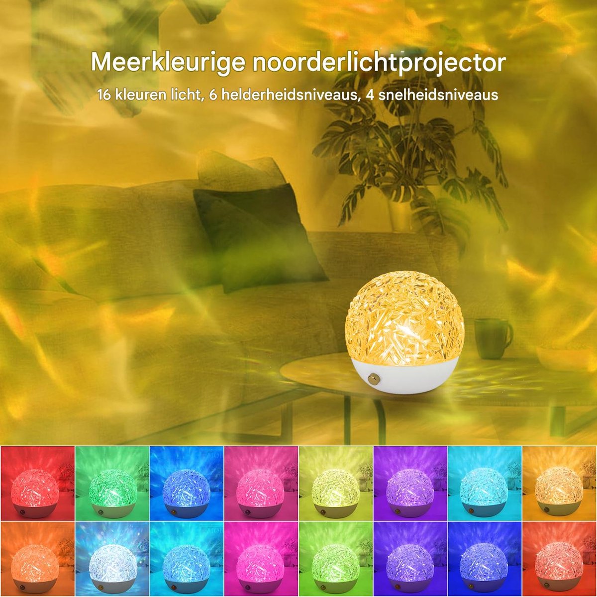 longziming -Ocean Wave & Galaxy-Projector – Roterende Oceaanlamp met 3D-Effect – Galaxy Projector met 16 Kleuren en 4 Lichtmodi – Touch- en Afstandsbediening – Sfeerverlichting voor Slaapkamer en Woonkamer – foto 5