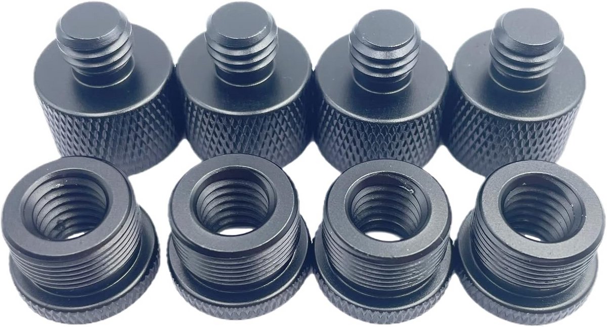 Set van 8 microfoonstandaard adapters - 4x 5/8 naar 3/8 en 4x 3/8 naar 5/8