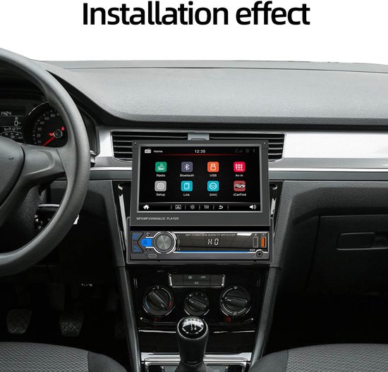 Autoradio-7-inch auto MP5-speler met intrekbaar scherm en enkele spindel, slimme Bluetooth-autoradio met centrale bediening (9901 (handmatig intrekbaar)) zonder CarPlay