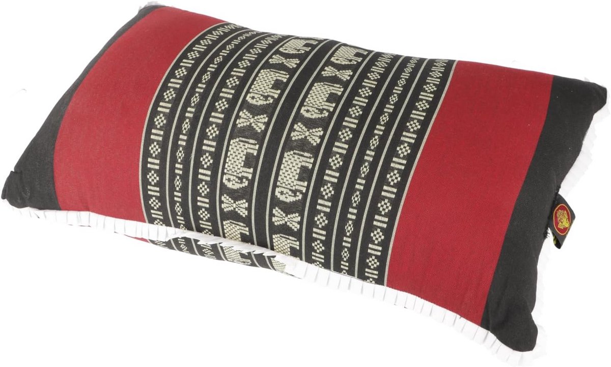 Decoratief Thais kussen met kapokvulling – meditatiekussen, neksteun en beensteun – 28 x 44 x 15 cm – oosterse stijl met olifantenpatroon