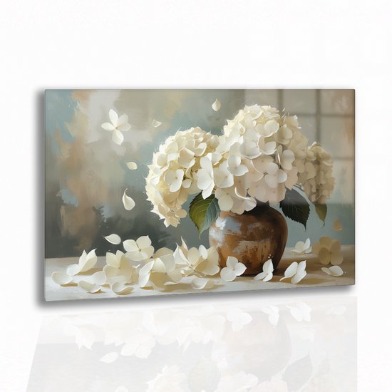Hortensia stilleven – acrylglas – Glasschilderij – 120x80 cm