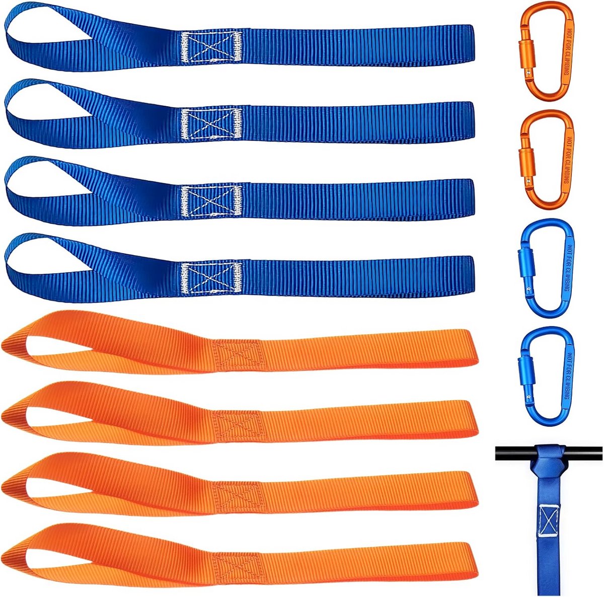 Spanbanden 8 Stuks - 1000 kg - Nylon Vrachtwagen Motorfiets Fiets Camping - 40,5 cm x 2,5 cm - Inclusief Carabiners