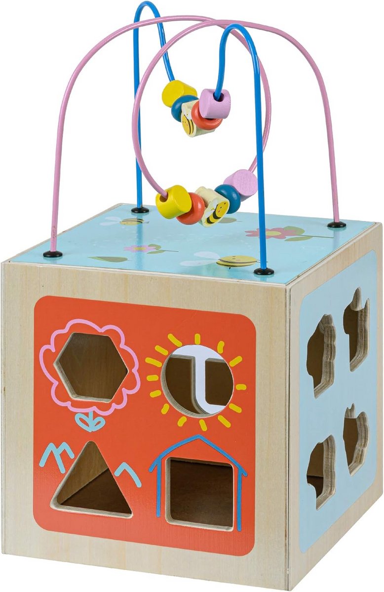 Houten 4-in-1 Activiteitenkubus voor Kinderen - Educatief Speelgoed vanaf 18 Maanden