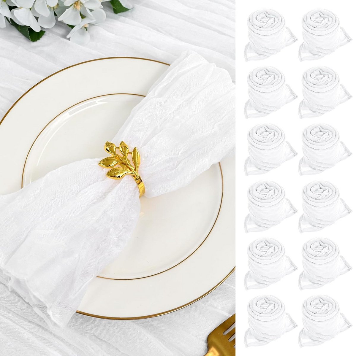 30 Stuks Grote Katoenen Gaaskreukel Servetten - Rustieke Boho Diner Decoratie