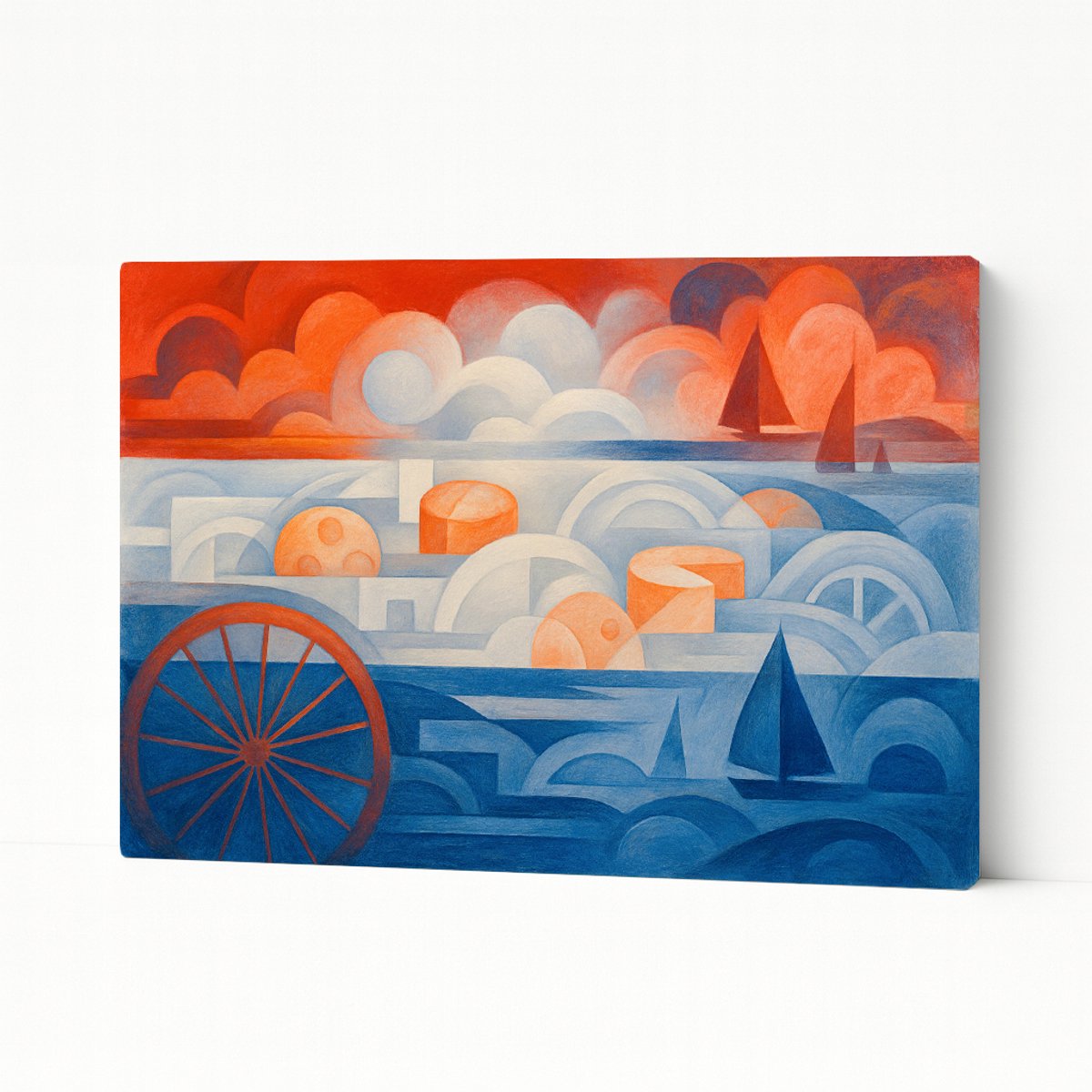 Geometrische zee – kunstobject – wandkunst – Canvas schilderij – 150x100 cm