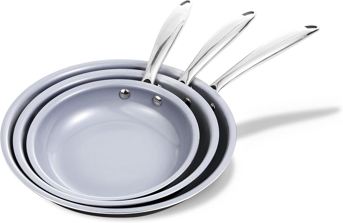 Koekenpannenset 3 delig 20 24 28 cm Antikleef Titanium Keramisch