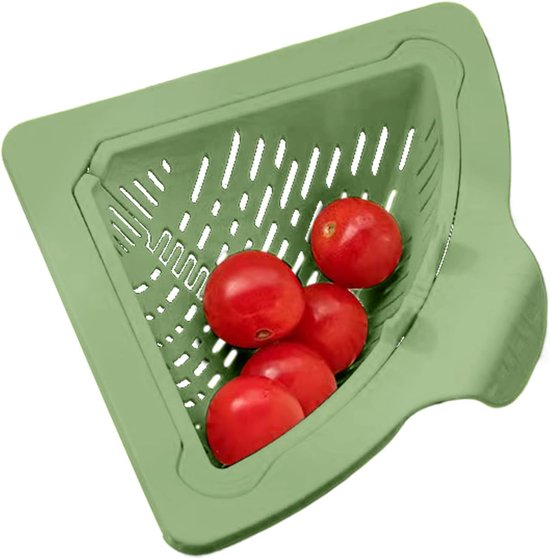 Magnetische Afvoer- En Filtermand, Compact Formaat, 17,5x17,5x9cm, Driehoekige Gootsteenzeef, Keukensponshouder, Anti-verstoppingsontwerp, Geschikt Voor Fruit