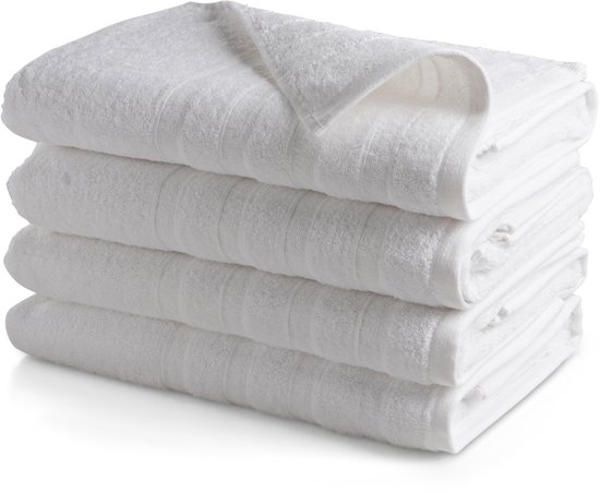Top Towel 4 x bidet- of gezichtshanddoeken, witte hotelhanddoeken, grote badhanddoeken, 100% katoen, wit, 30 x 50 cm