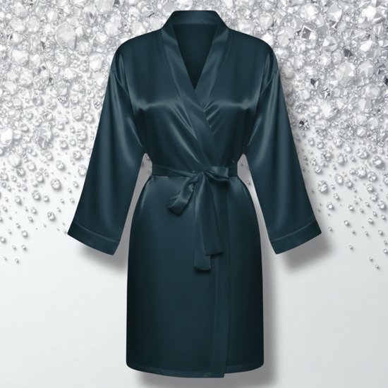 Bon amixyl Unisex Badjas Kimono Japanse Chinese Draak Pyjamas Vest Kimonos Satijn Ochtendjas Badjas, Groen, S