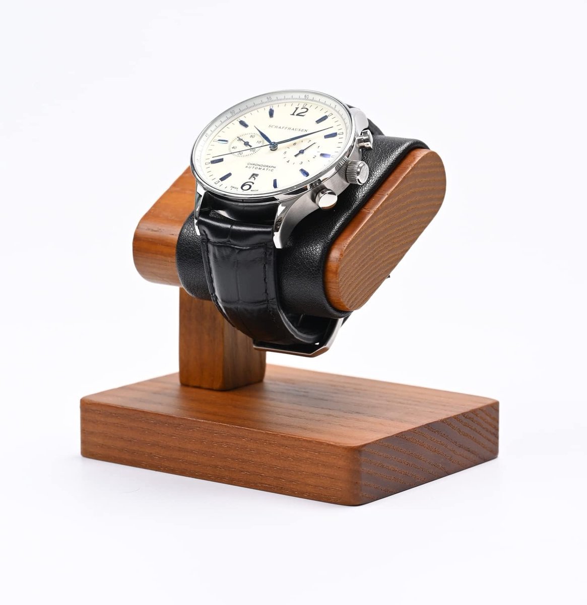 Solid Wood Simple Watch Standard - Watch Stand Voor Mannen - Houten Horloge Houder - Horloge Opslag - Cadeau Voor Hem (Zwart)