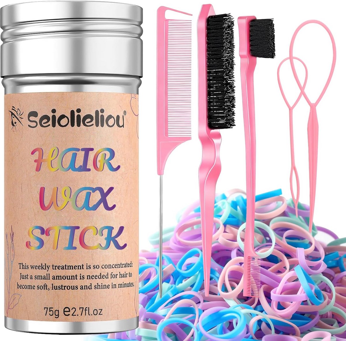 Kleurrijke Haaraccessoires Set met Haarelastiekjes, Haarkammen en Haar Styling Tools