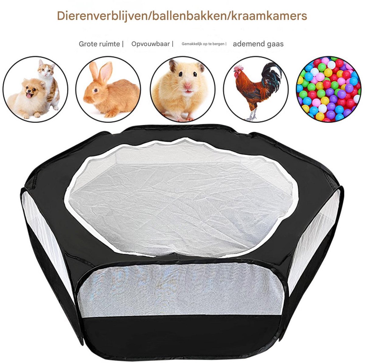 Gsedaox- Konijnenren - Opvouwbaar - Knaagdieren - Dierenren 120 cm-Kooi Voor Binnen & Buiten thumbnail 3