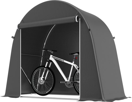 Outsunny Garden Storage Tent-Kunststof, gegalvaniseerd staal-245L x 120B x 200H cm-Donkergrijs