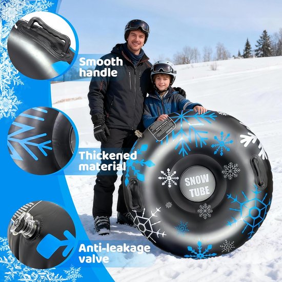 Snowtube 100 Cm Luge Gonflable Avec Poignées - Bleu Et Blanc Skinfox