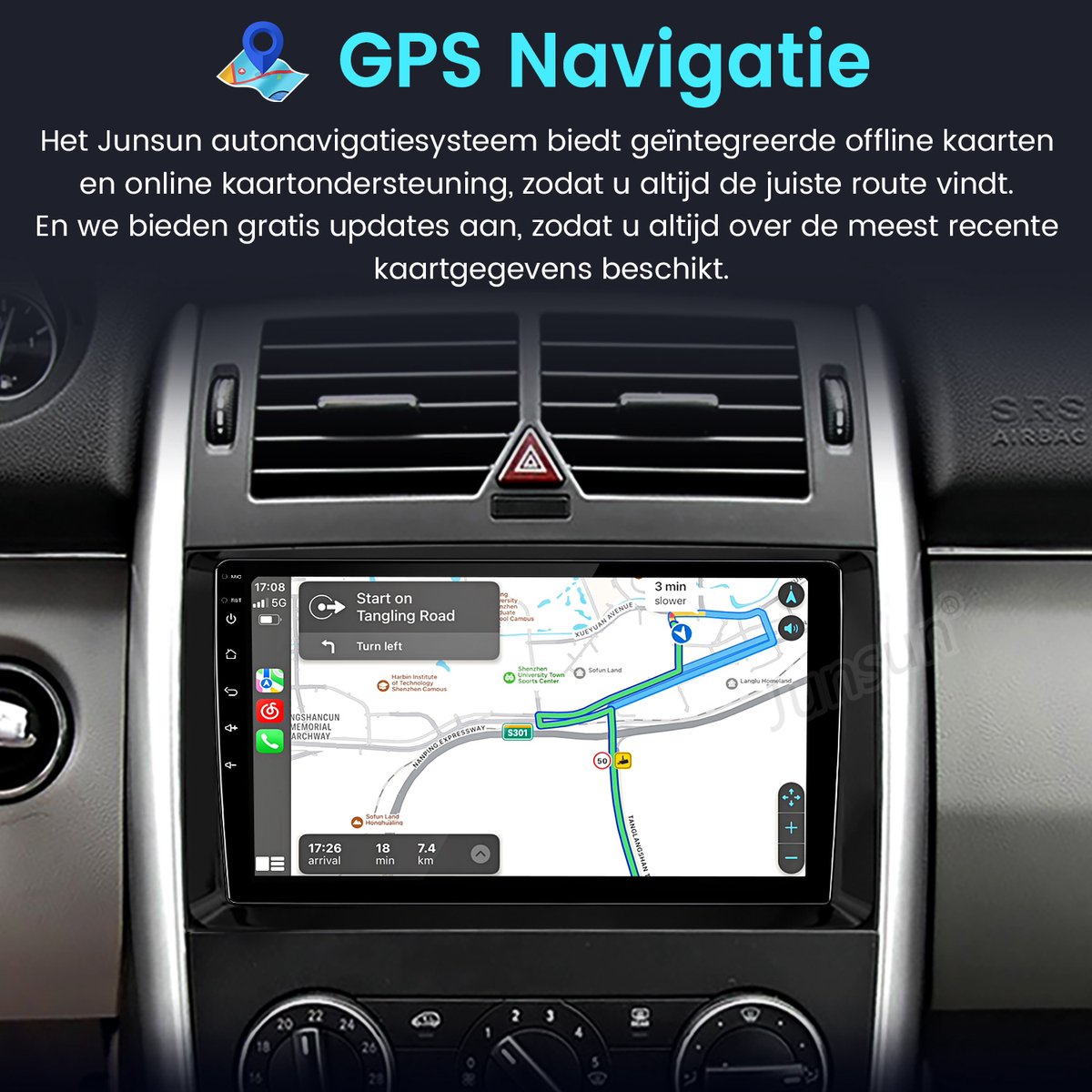 Junsun Andriod 15 Autoradio Geschikt voor Mercedes-Benz A/B-klasse W169 W639/W245/VW Crafter/Sprinter 906 GPS-navigatie Draadloos Carplay & Android Auto & BT & FM & RDS SWC WIFI , 9-inch Touchscreen, DSP, Quad-core processor & Kam