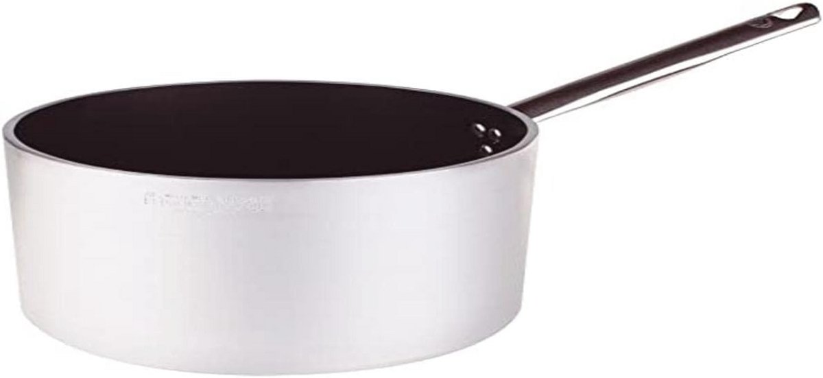 Hoge aluminium steelpan 18 cm met RVS handvat - Antiaanbaklaag