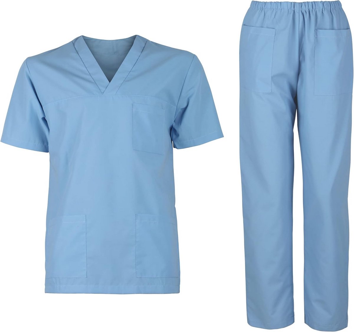 Uniseks Medische Scrubset (Kasak & Werkbroek) - Korte Mouwen, Zorgkleding