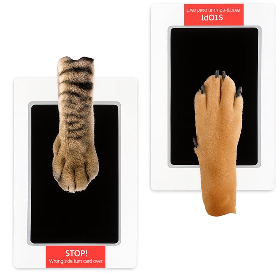 Inktloze poot of neusafdruk printkit - Zwart papier met gouden afdruk -Groot printpad - Herinneringskit Poot of neusafdruk Huisdier - Inktloos, Gouden Afdruk op Zwart - Poot of neusafdruk Hond & Kat van Merkloos — afbeelding 3