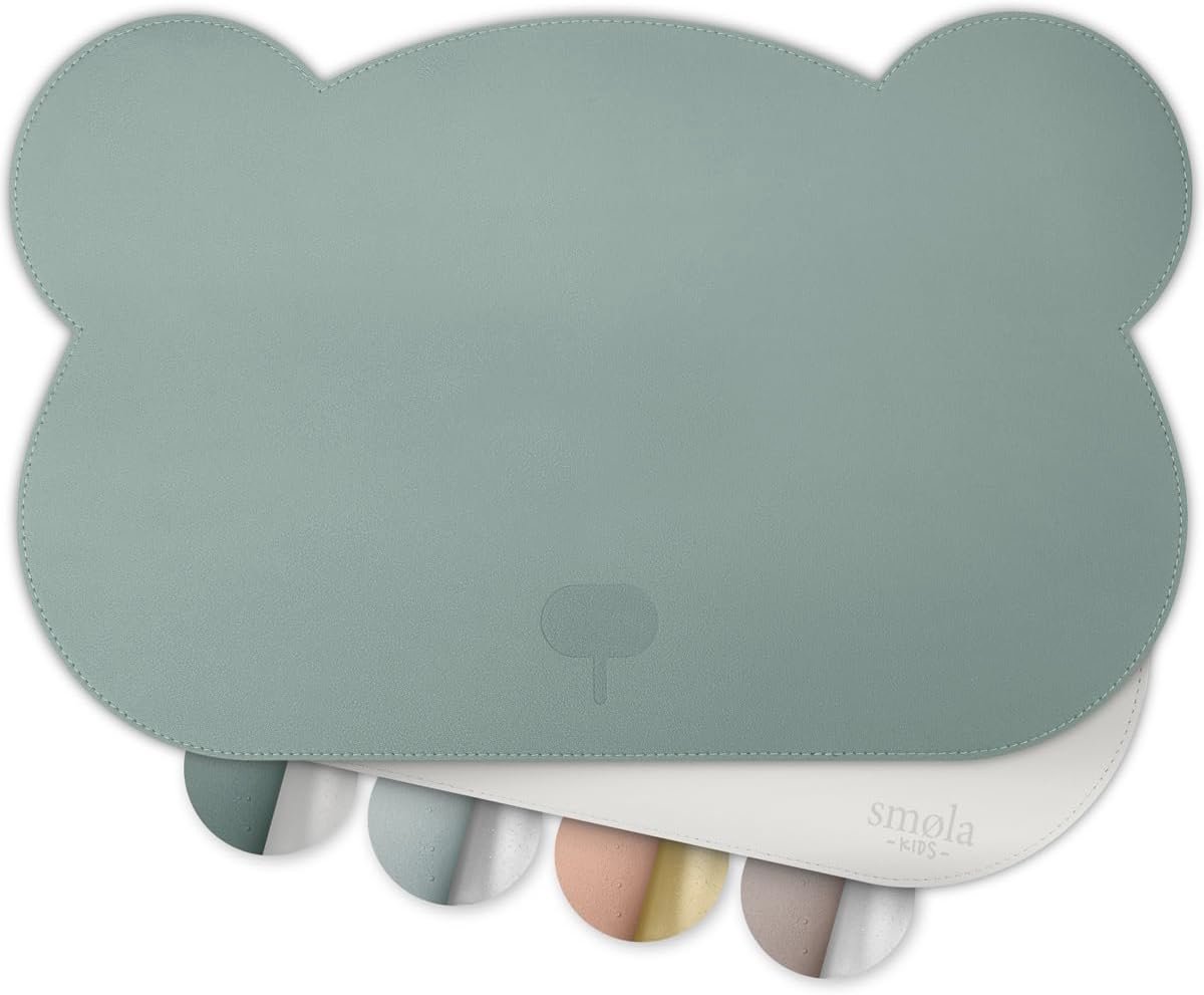 Kinder Placemat Beer Wasbaar BPA Vrij PU Leer voor Peuters en Baby's