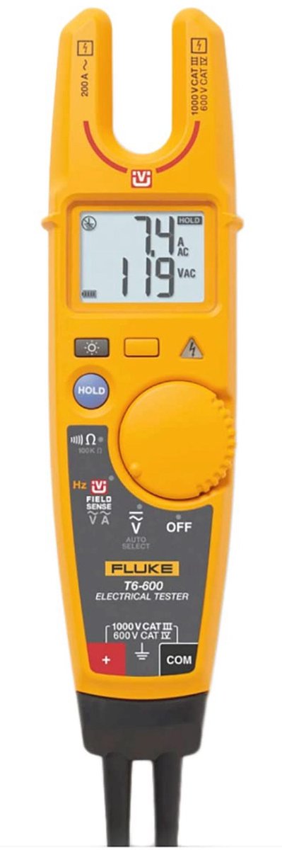 Elektrische Spannings- en Stroomtester met FieldSense-technologie tot 600V