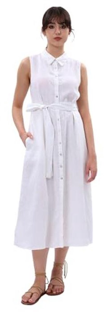 Linnen Zomerjurk voor Dames - Elegante Maxijurk met Zakken en Heupriem