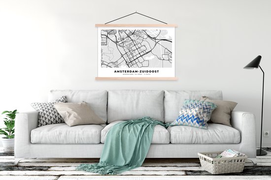 Affiche scolaire - Carte - Amsterdam- Sud-Est - Pays- Nederland - 150x100 cm - Lattes vierges