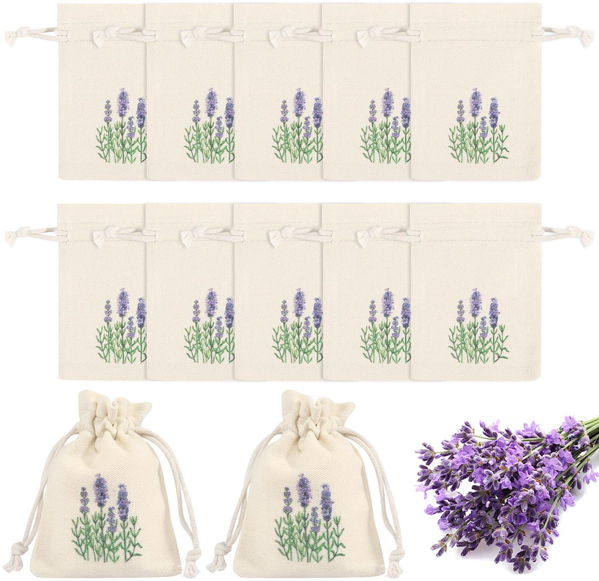IMPERATORIS® Geurzakjes voor Kledingkast - Ladeverfrisser - Aromatherapie - Voor Kleding en Auto - Lege lavendelzakjes - 12 Stuks