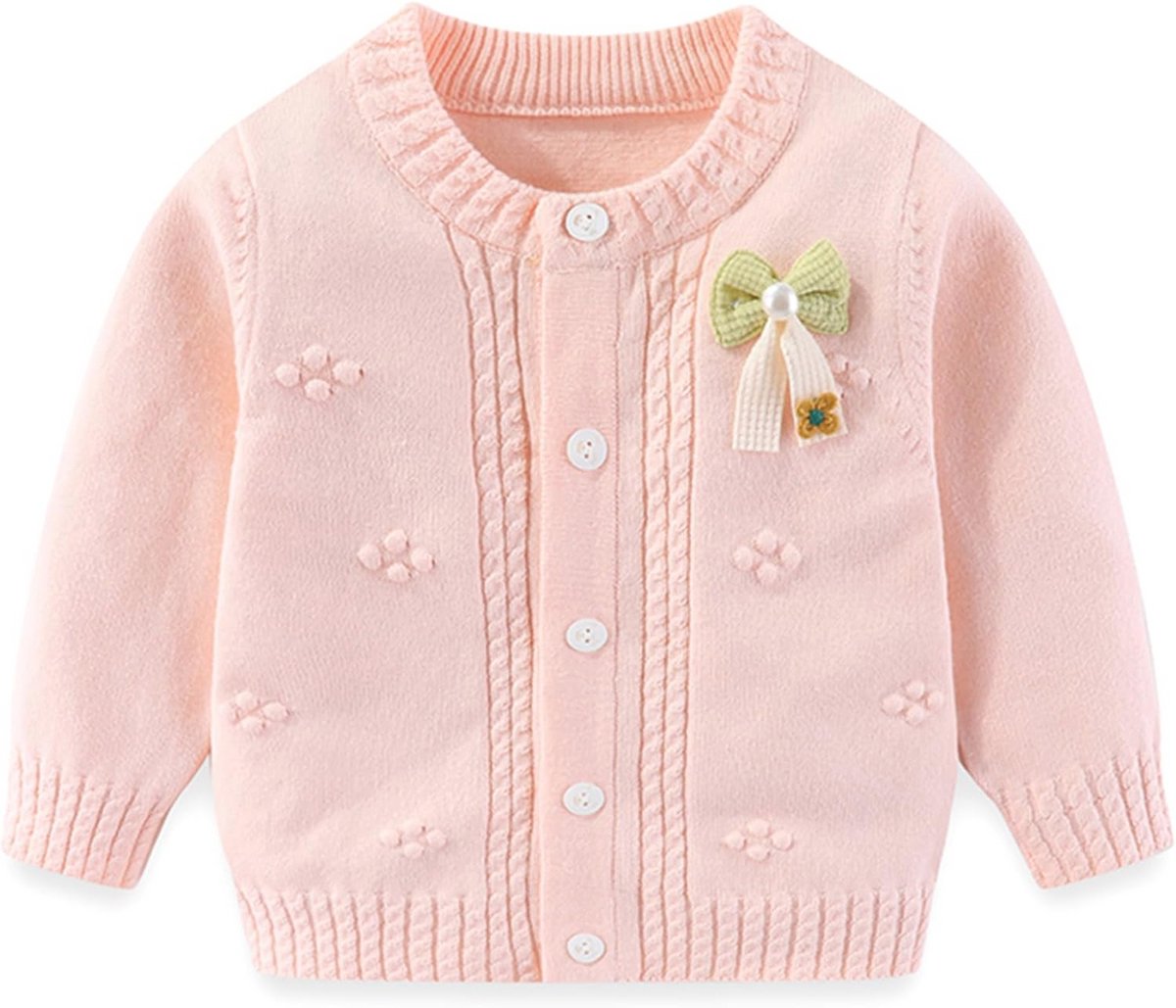 Gebreid vest met strik voor meisjes - Katoenen warme kleding voor kinderen