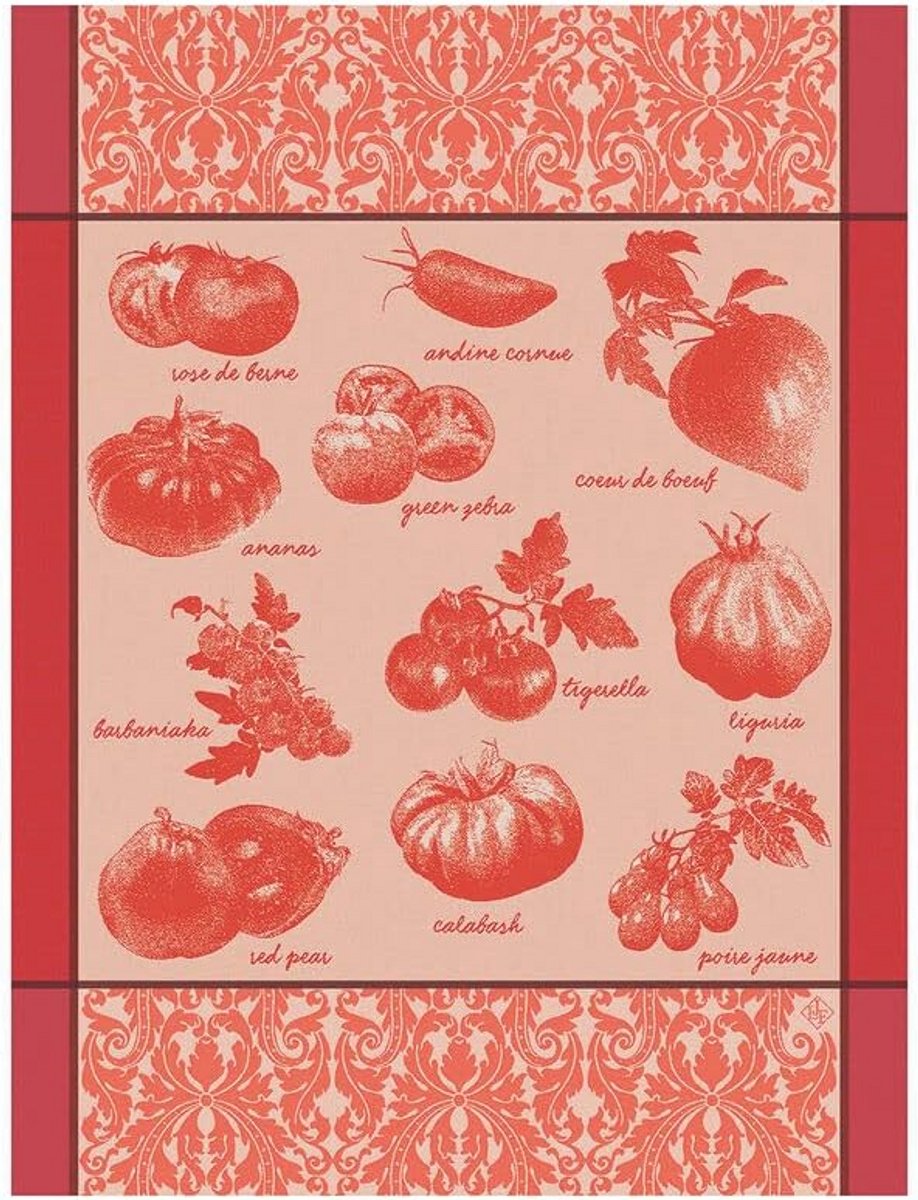 Grote Theedoek Katoen 80x60 cm met Tomaten Print - Absorberend en Luxe Keukentextiel