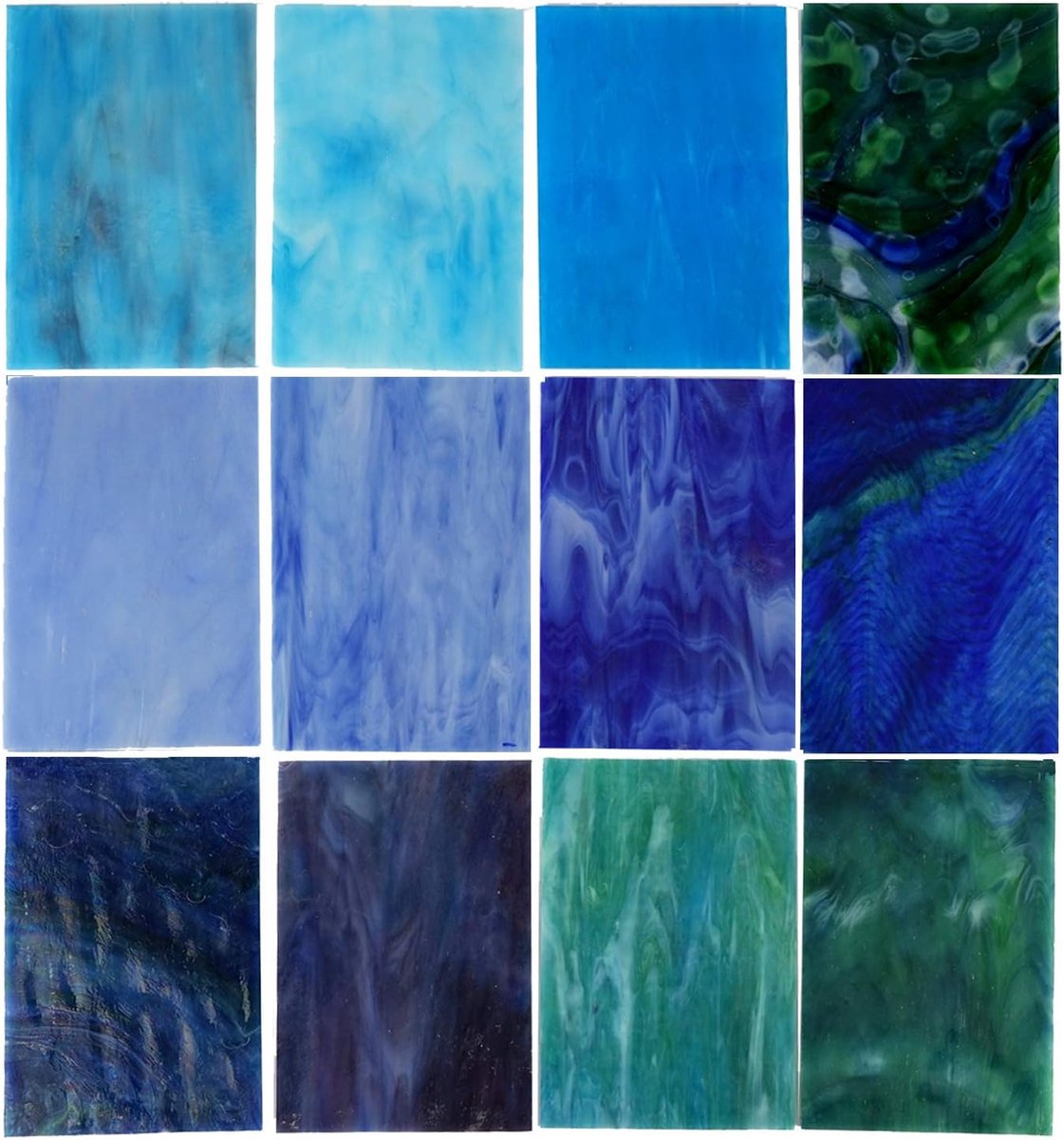 Gekleurde glasvellen voor knutselen - 10 vellen blauw
